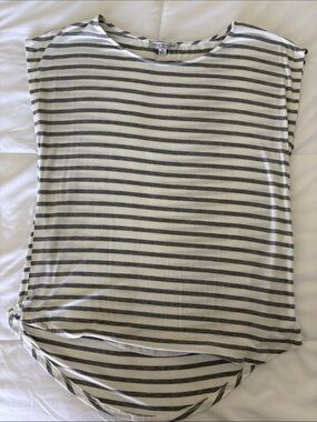 Green Envelope White and Gray Striped Tee